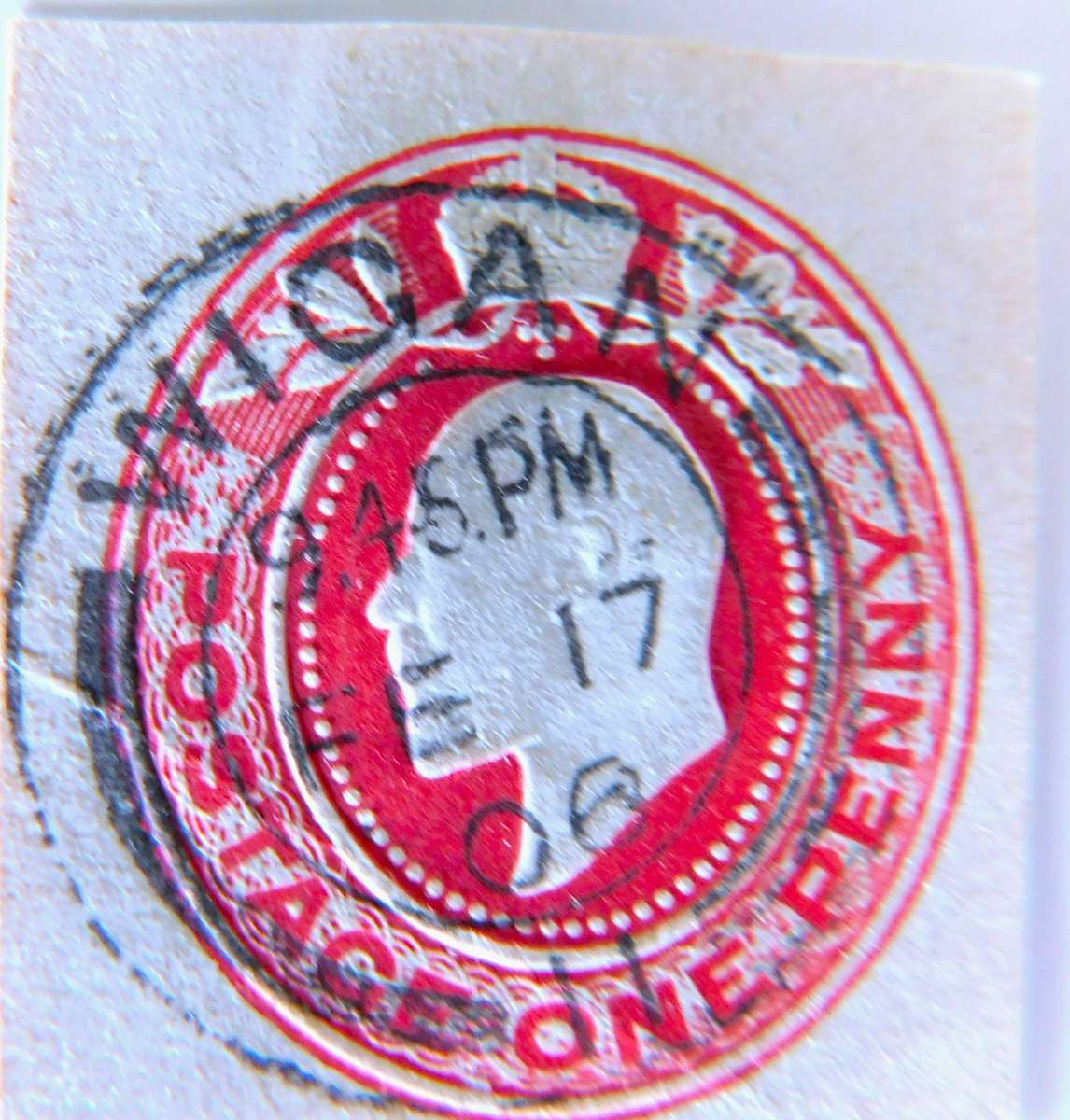 GREAT BRITAIN - KE VII 1p embossed, 1906 postmark