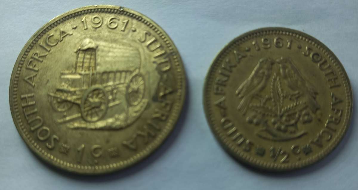 Collection. S.A. 1961, 1 cent and half cent