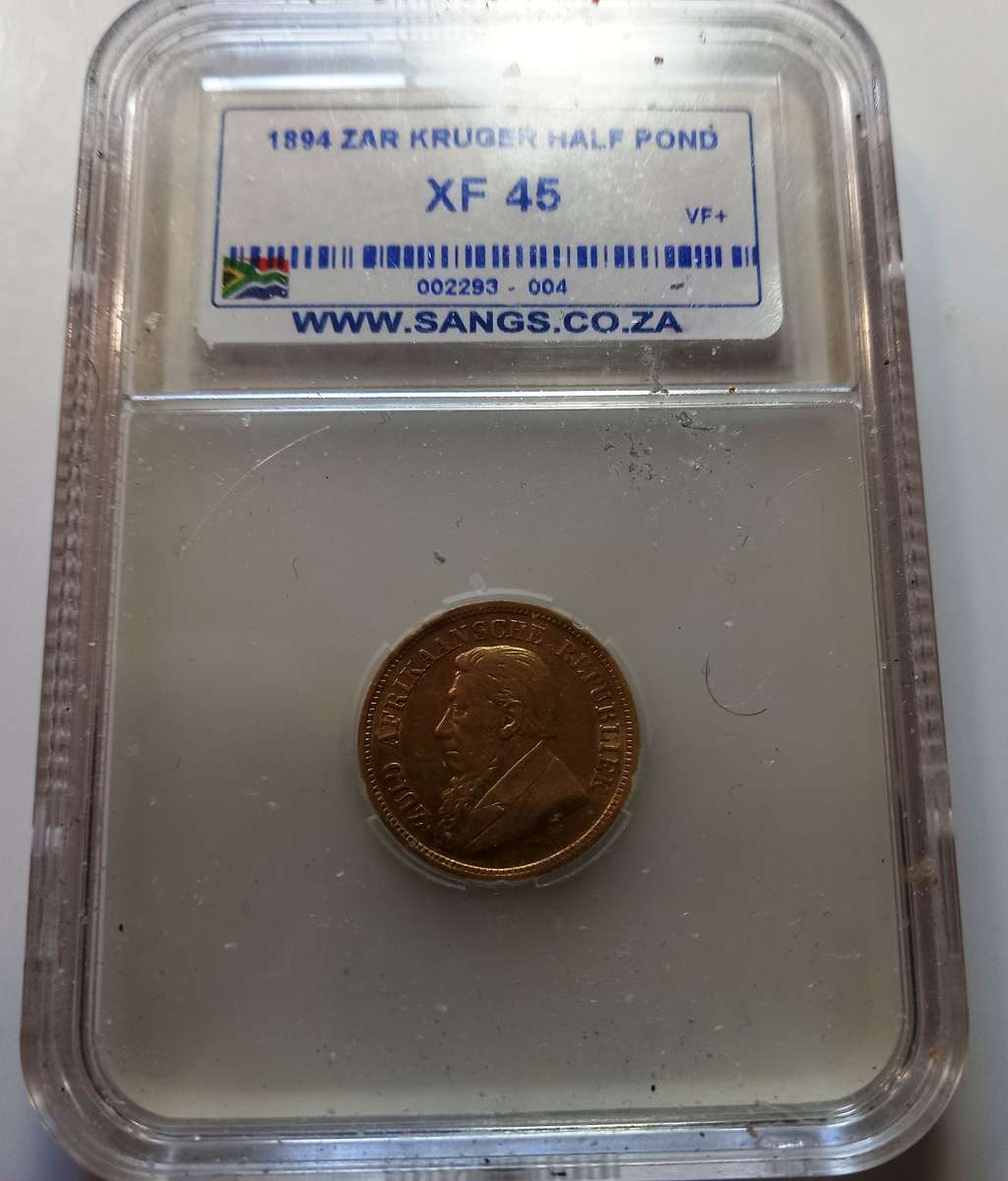 ZAR 1894 Kruger half pound Gold, Graded XF45