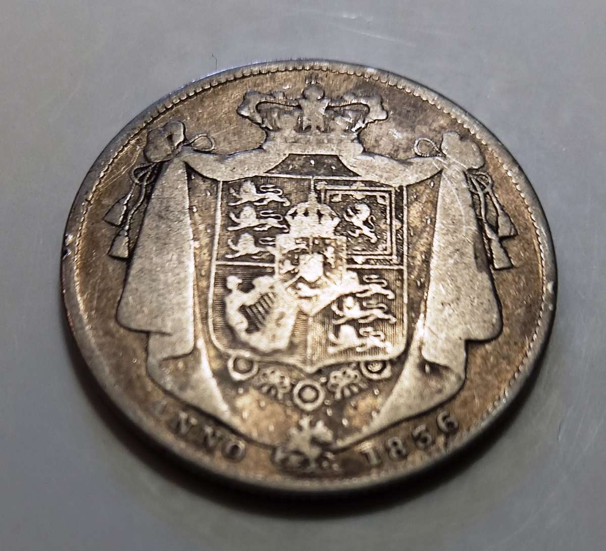 1836, UK Half Crown, 50% Silver.