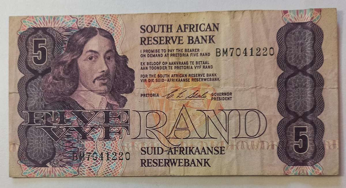 South Africa CL Stals Old R5 Bank note. BM220