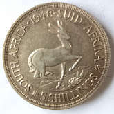 1948 SA Union silver 5 shillings (crown) coin - 80% Silver