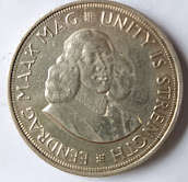 1964 SA Union silver 5 shillings (crown) coin - 80% Silver
