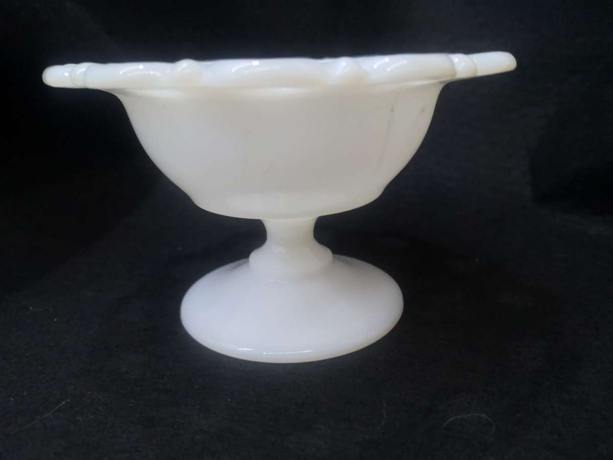 Milk glass footed bowl