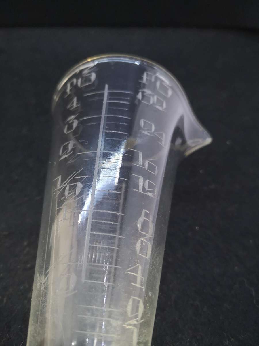 Antique Etched glass apothecary measuring beaker