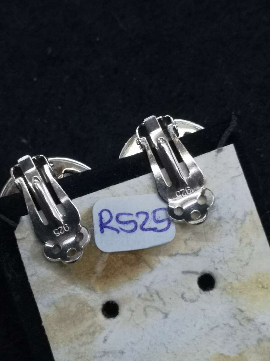 925 Silver earrings clip on Tigers eye