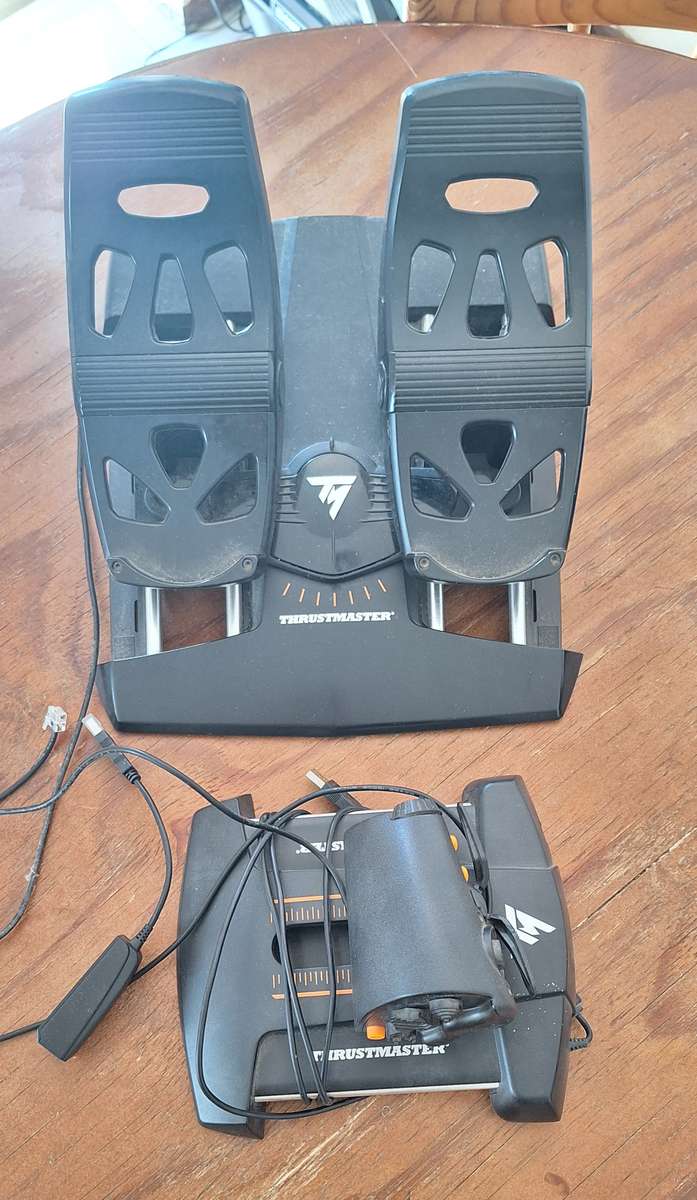 Thrustmaster T.16000M flight throttle and rudder controls