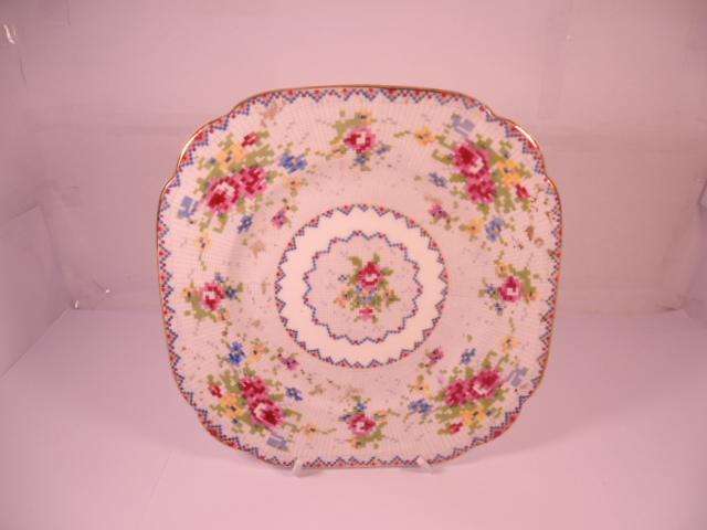 Royal Albert Bone China - 'Petit Point' - Single Square Side Plate with Stand