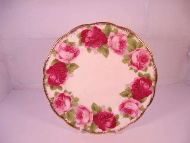 Royal Albert Bone China - 'Old English Rose' - Single Round Cake Plate with Stand