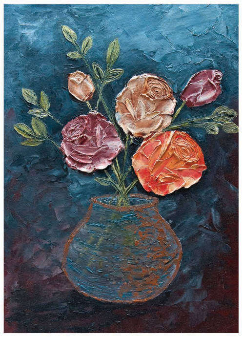 ACEO Print | Art Trading Card | Rose Bouquet | mini artwork print | 3.5x2.5 inches