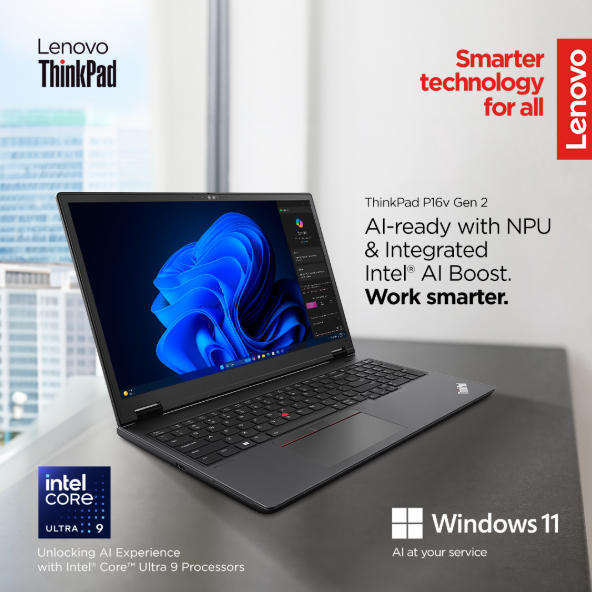 Lenovo P16v Gen 2 Workstation, Intel Ultra 7, 32GB RAM, 4GB NVIDIA Quadro RTX500