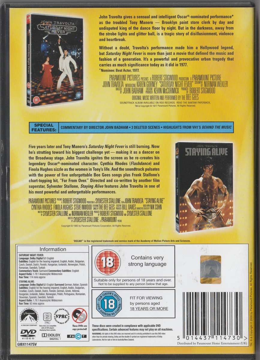 Saturday Night fever/ Staying Alive double feature