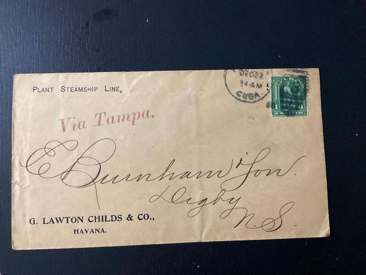 Havana Cuba 1899 1C Stamp on Cover to Nova Scotia via Tampa