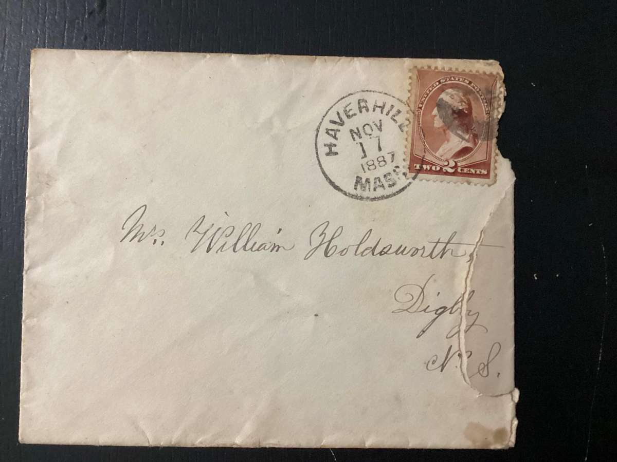 USA Cover 1887 George Washington 2C to Digby NS Canada - See damage to cover