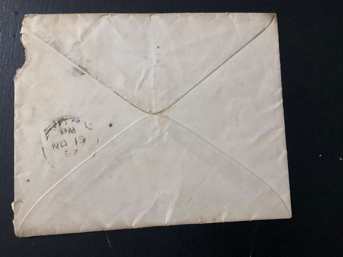 USA Cover 1887 George Washington 2C to Digby NS Canada - See damage to cover