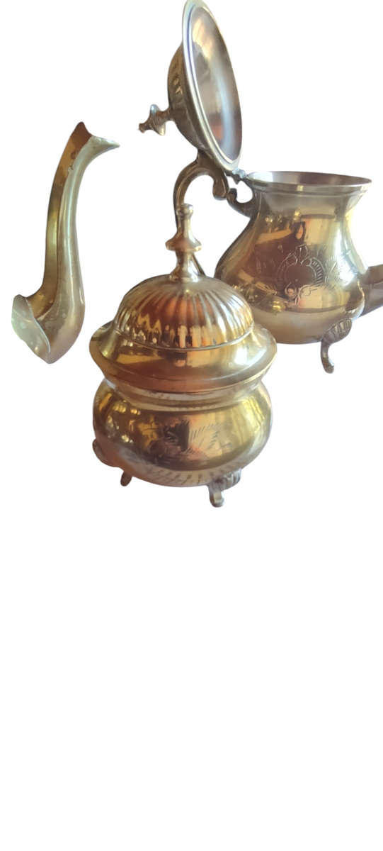 Silver plate coffee/tea set on tray