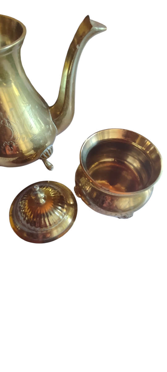 Silver plate coffee/tea set on tray