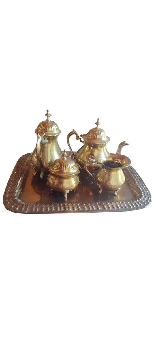 Silver plate coffee/tea set on tray