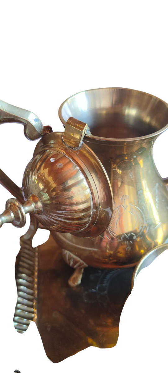 Silver plate coffee/tea set on tray