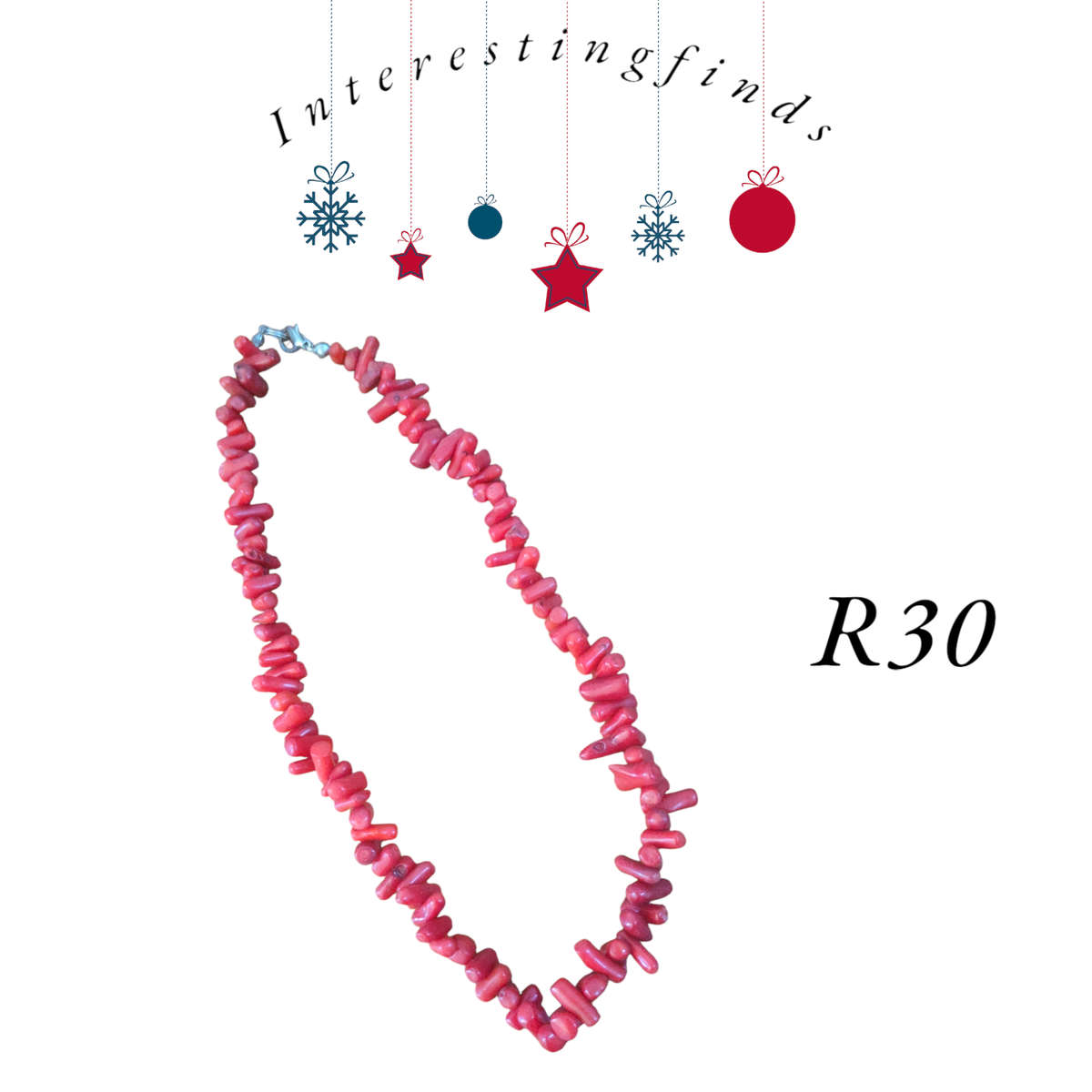 Red chip beads necklace