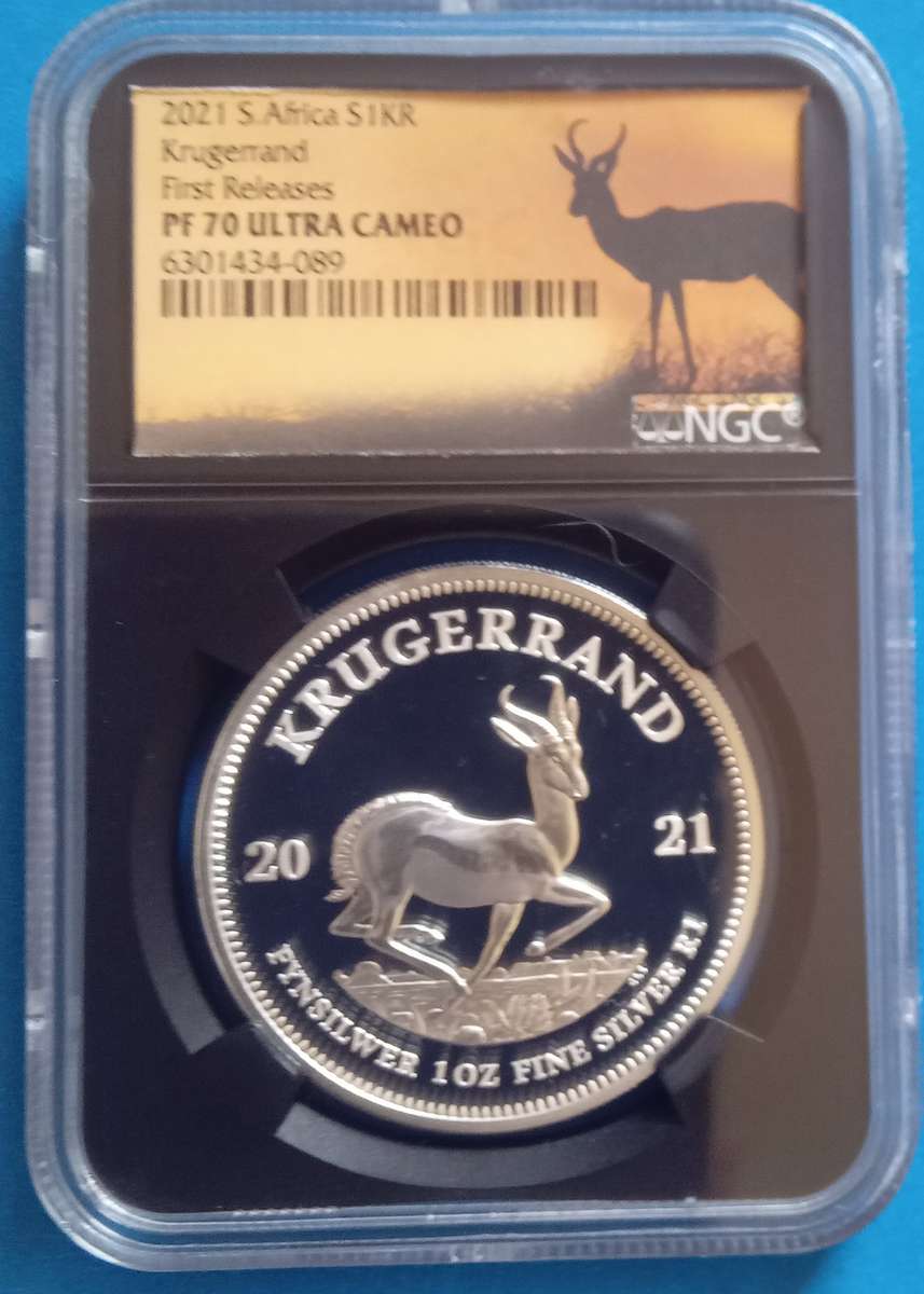 South Africa.Proof 1 oz KRUGER 2021 PF 70 ultra cameo