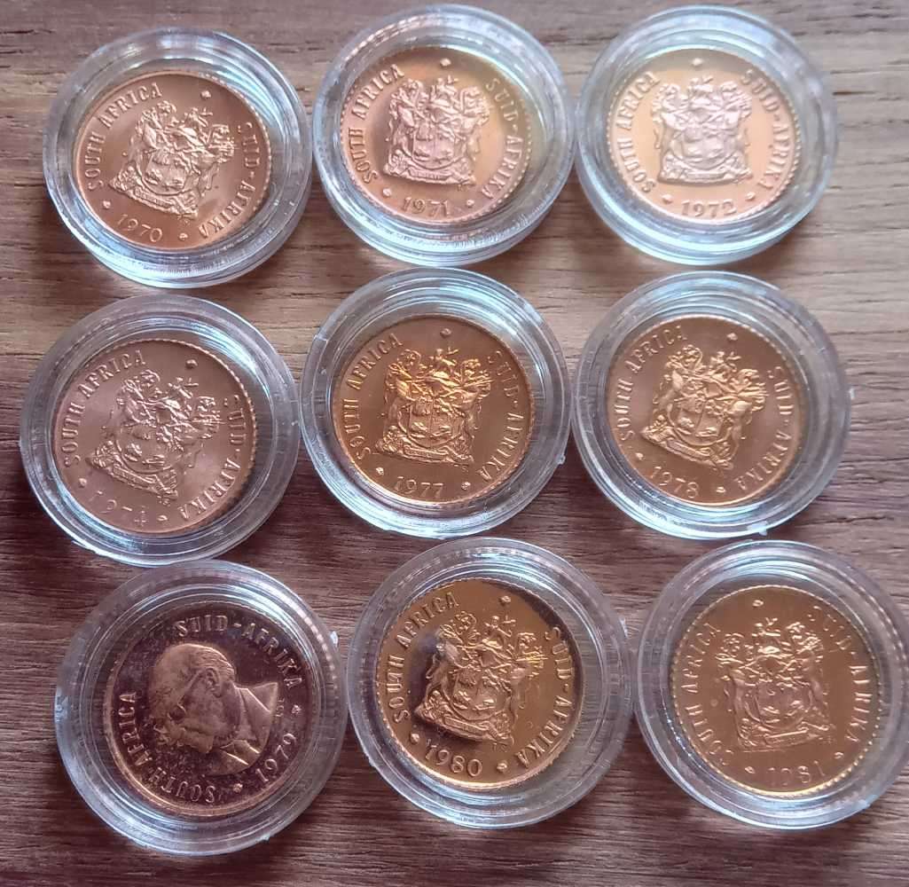 SOUTH AFRICAN HALF CENTS NOT FOR BUSINESS STRIKE 1970 71 72 74 77 78 79 80 81
