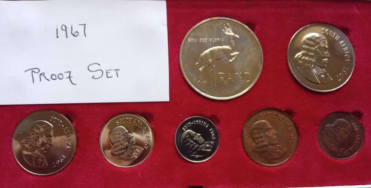 SOUTH AFRICA.PROOF  1967 WITH SILVER R1 NO GOLD