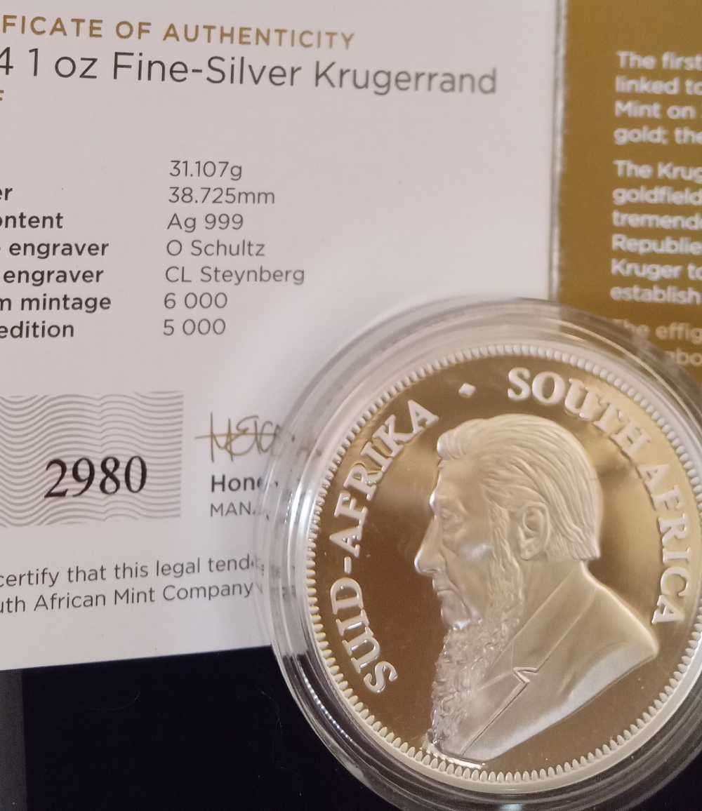 SOUTH AFRICAN ONE OUNCE KRUGERRAND SILVER"" GREAT PROOF""2024