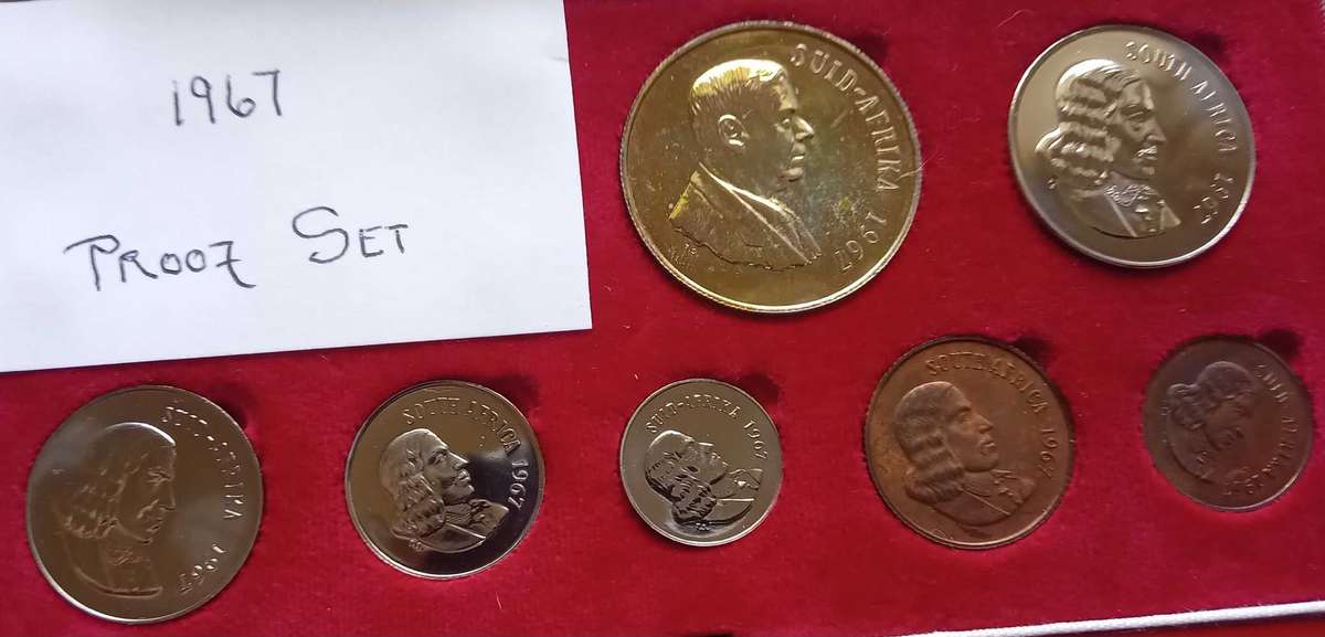 SOUTH AFRICA.PROOF  1967 WITH SILVER R1 NO GOLD
