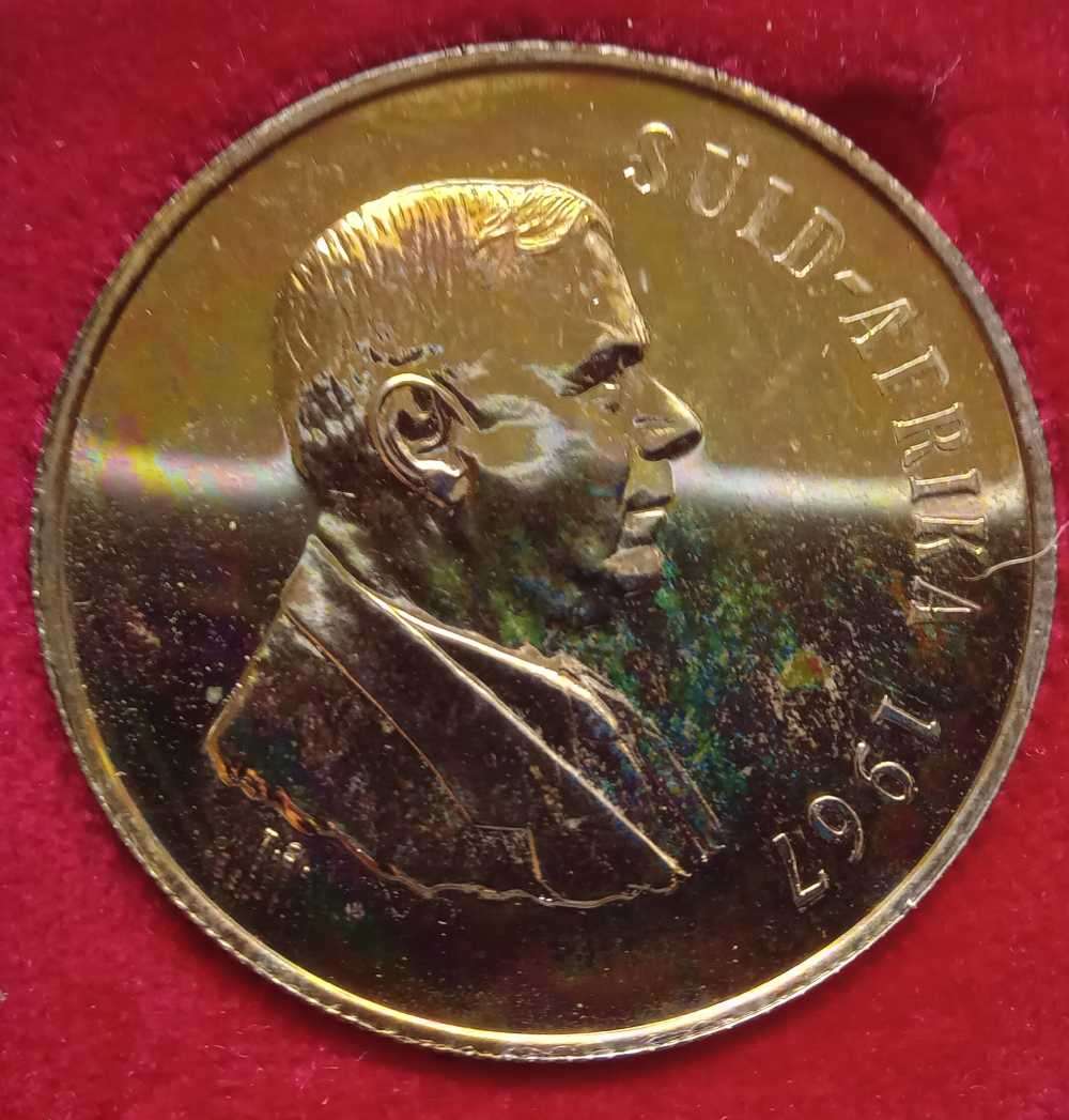 SOUTH AFRICA.PROOF  1967 WITH SILVER R1 NO GOLD