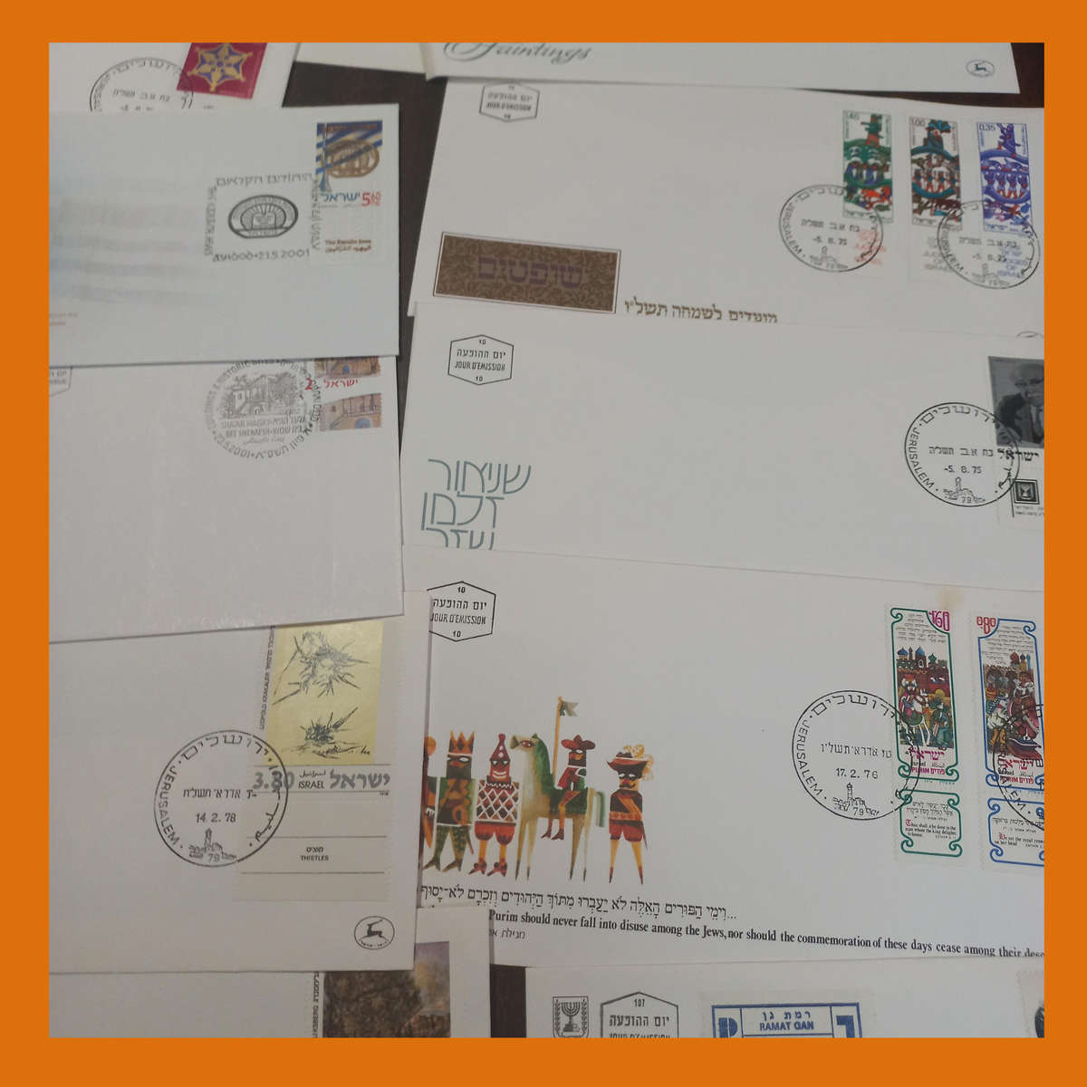 Israel First Day Covers  Approx. 80 Items from 1980s with Bulletins (620g)