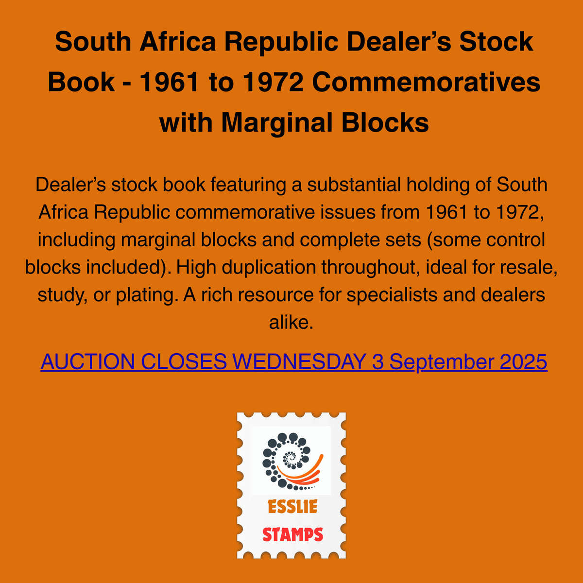 South Africa Republic Dealers Stock Book with Blocks and Sets Commemoratives from 1961 to 1972