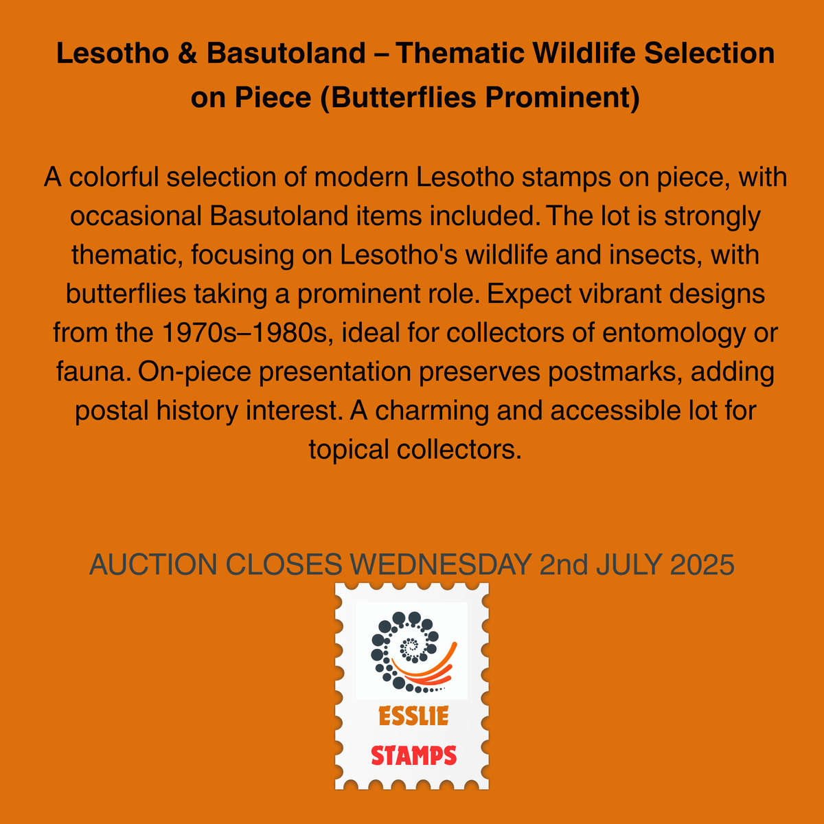 Lesotho & Basutoland  Thematic Wildlife Selection on Piece (Butterflies Prominent)