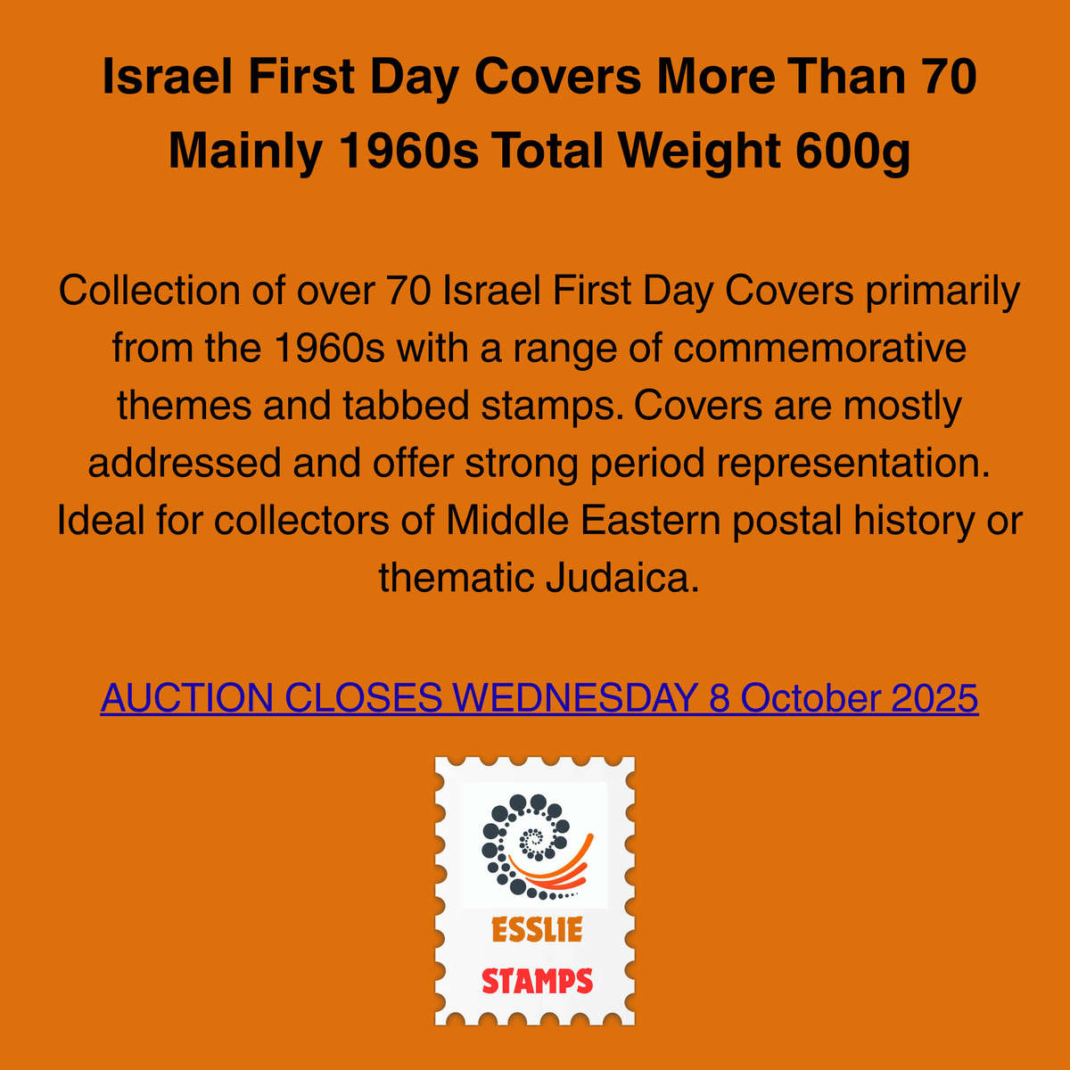 Israel First Day Covers More Than 70 Mainly 1960s Total Weight 600g