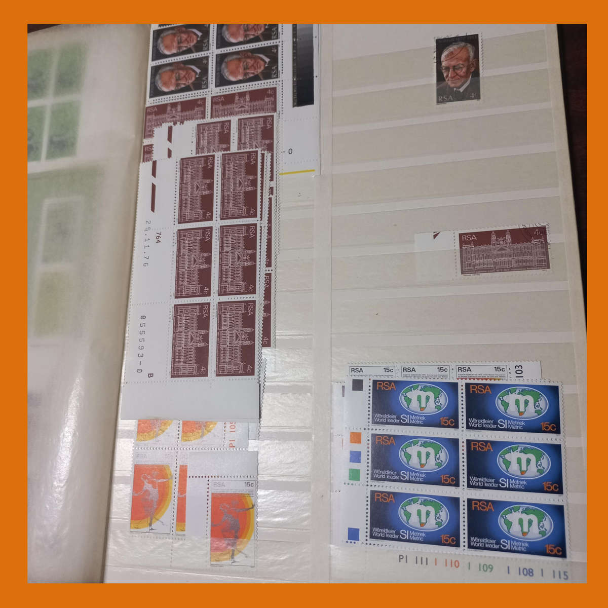 South Africa Republic 1970s Control Blocks and Singles in 16-Page Stock Book