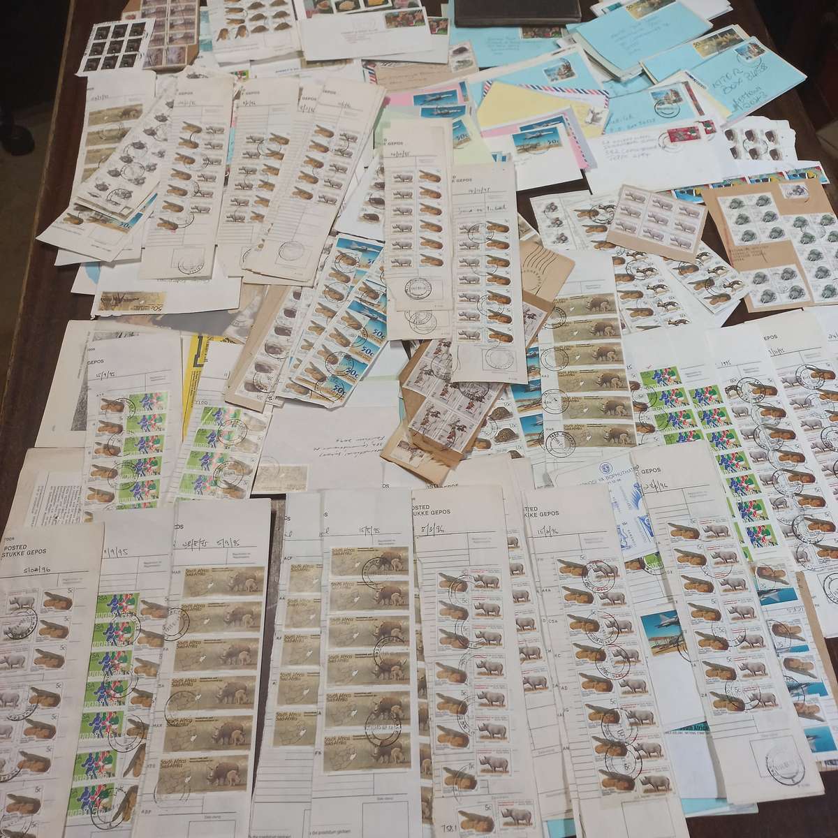 South Africa - Collection of stamps on commercial covers and PO registration docs 1990's - R1 Start