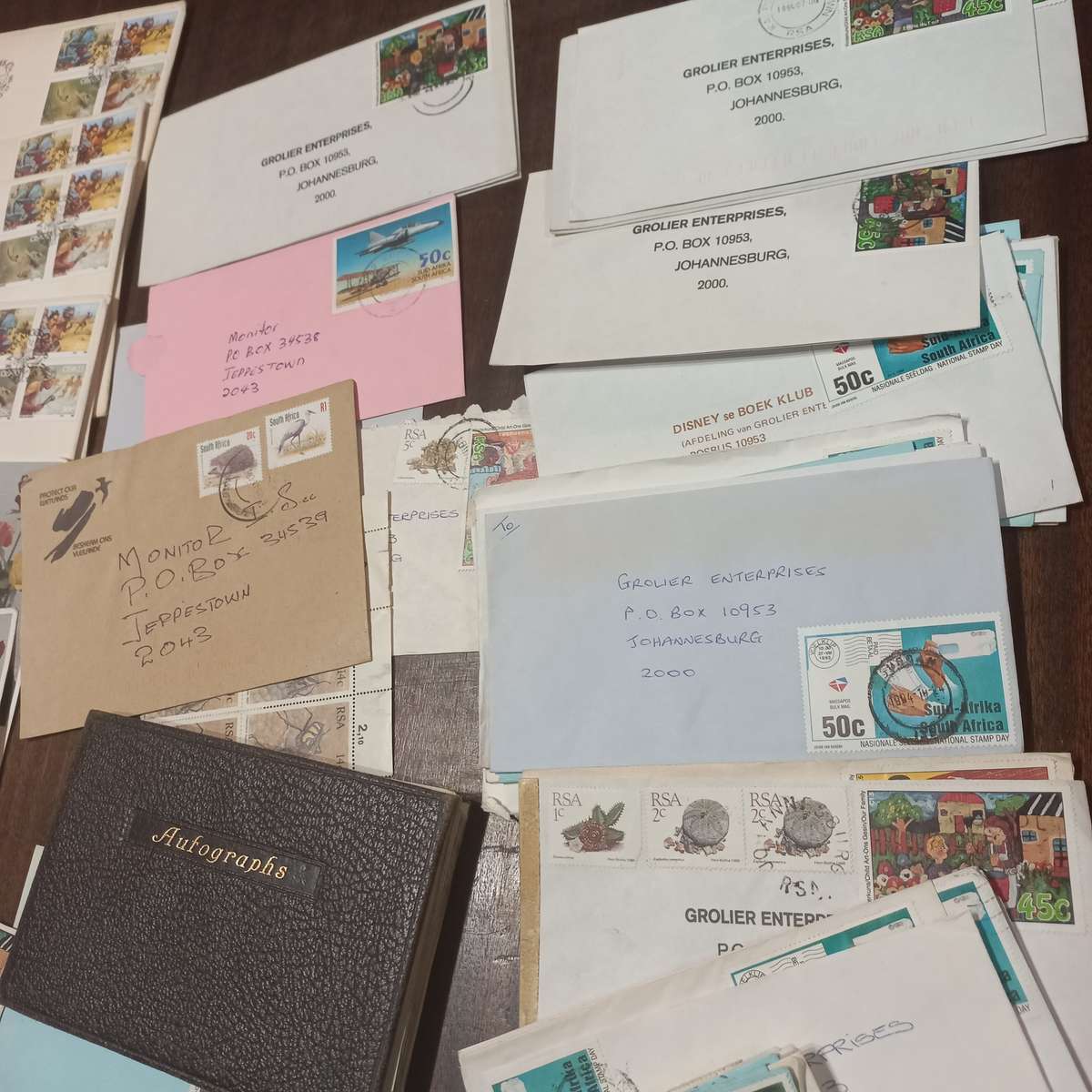 South Africa - Collection of stamps on commercial covers and PO registration docs 1990's - R1 Start