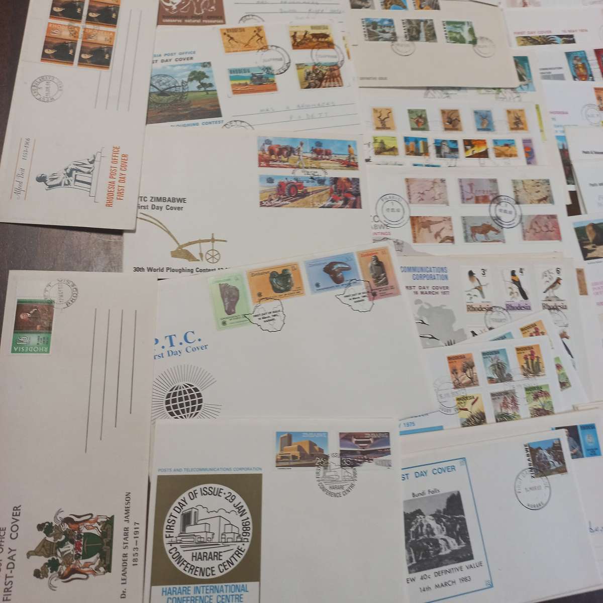 Collection of Rhodesia and Zimbabwe FDC's incl 40c Bundi Falls - Bulk Lot - R1 start