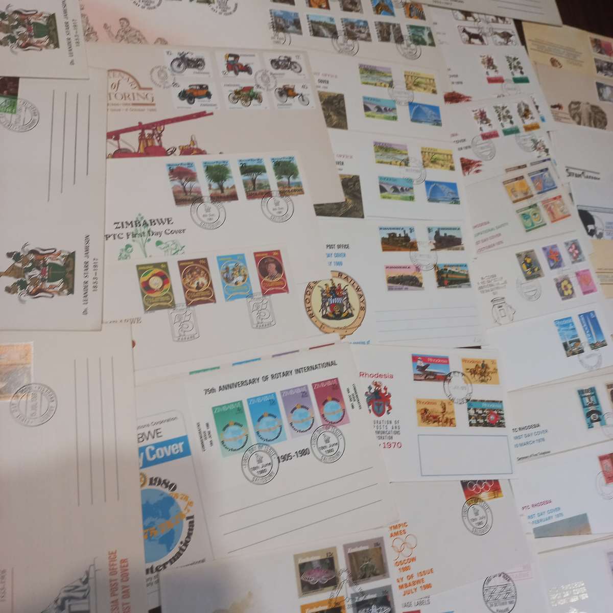 Collection of Rhodesia and Zimbabwe FDC's incl 40c Bundi Falls - Bulk Lot - R1 start