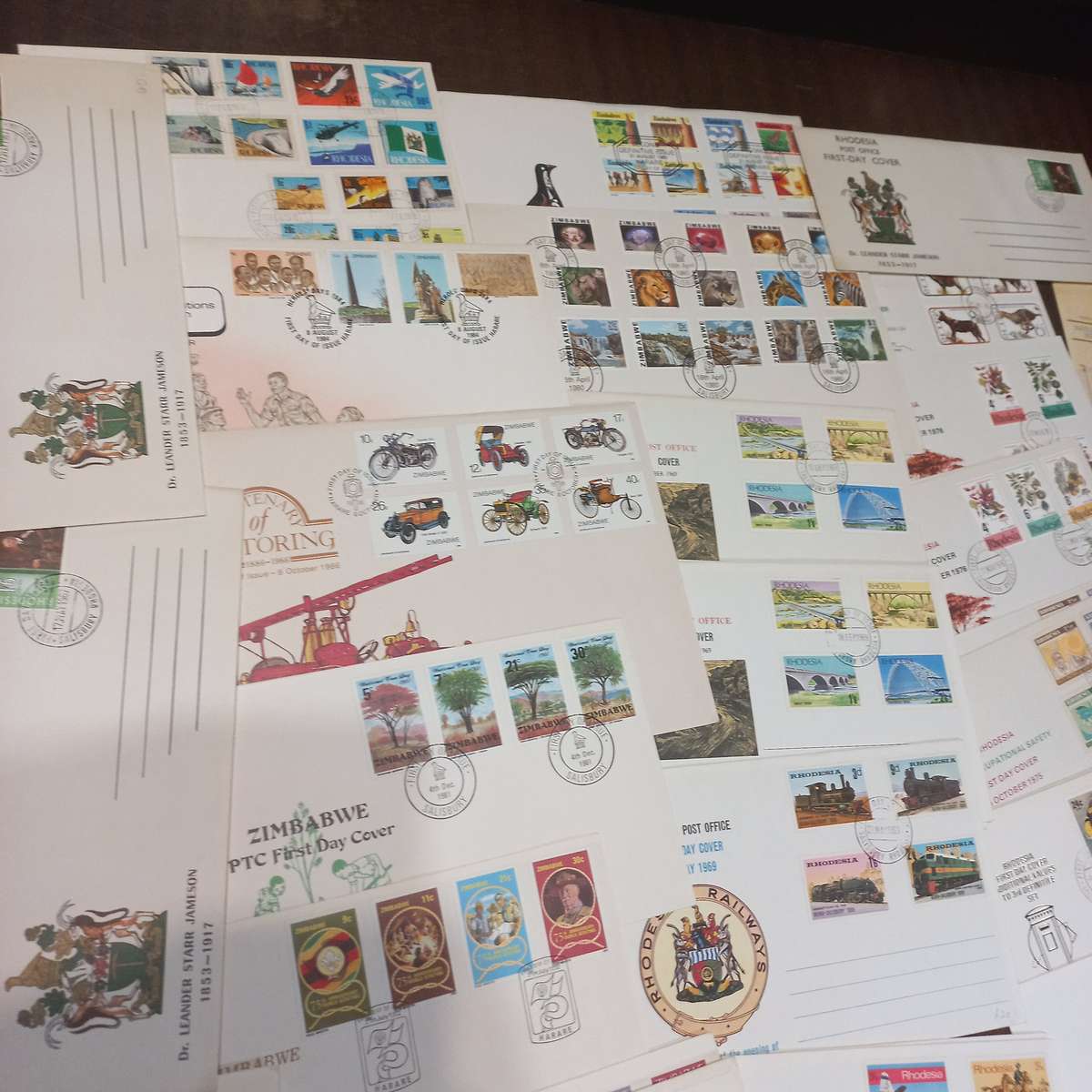 Collection of Rhodesia and Zimbabwe FDC's incl 40c Bundi Falls - Bulk Lot - R1 start