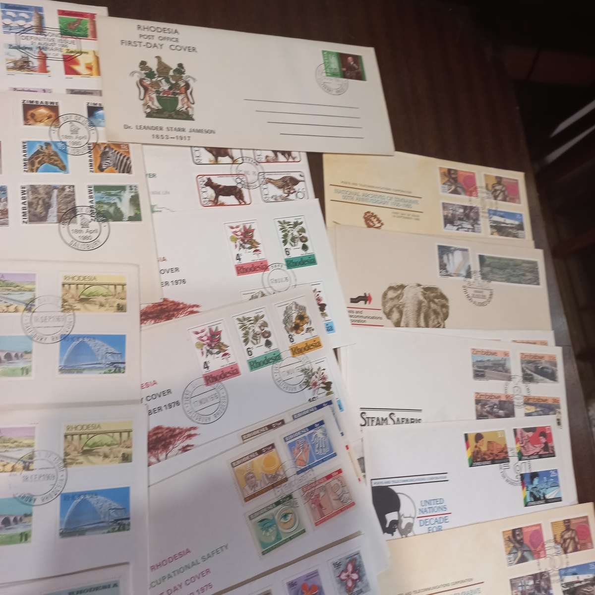 Collection of Rhodesia and Zimbabwe FDC's incl 40c Bundi Falls - Bulk Lot - R1 start