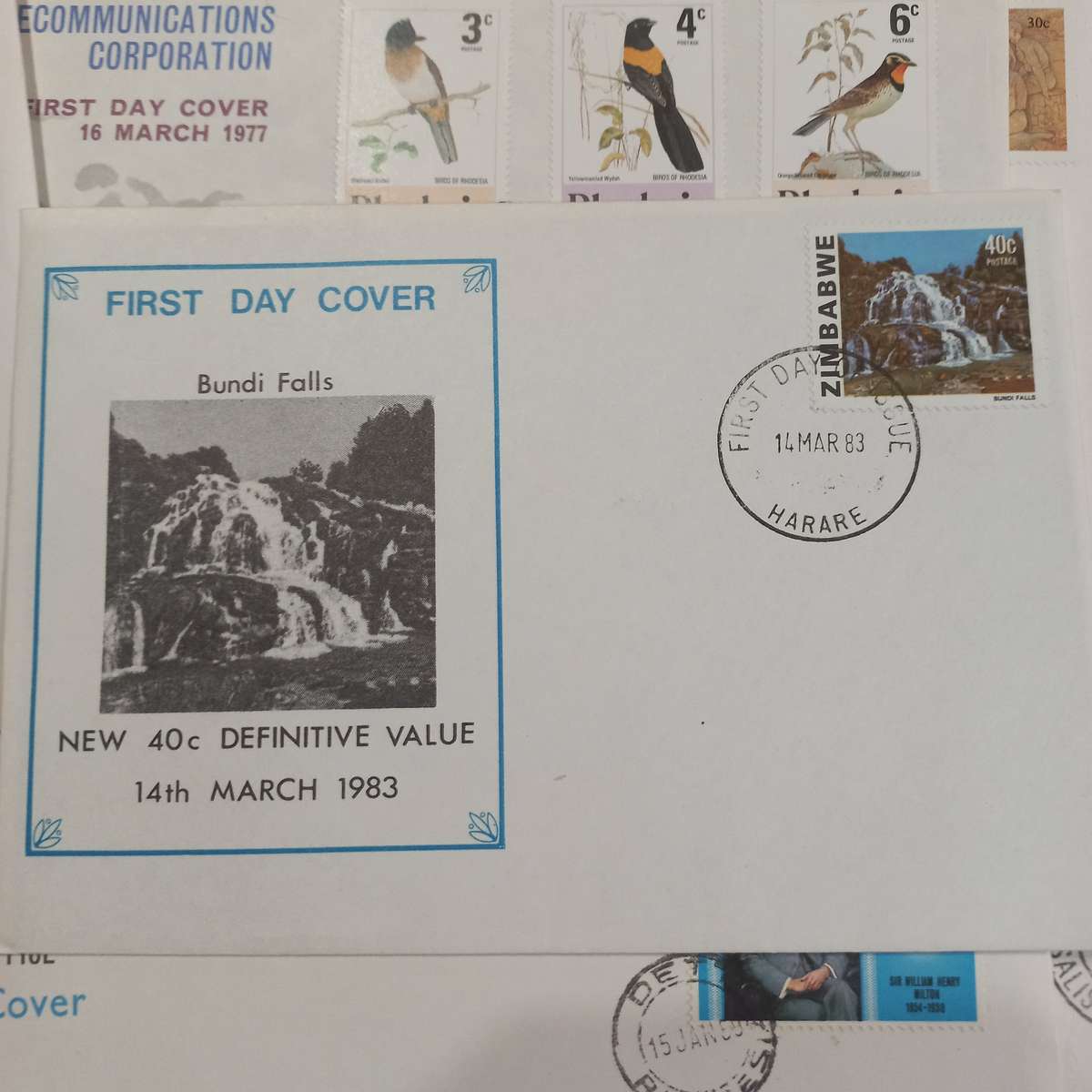 Collection of Rhodesia and Zimbabwe FDC's incl 40c Bundi Falls - Bulk Lot - R1 start