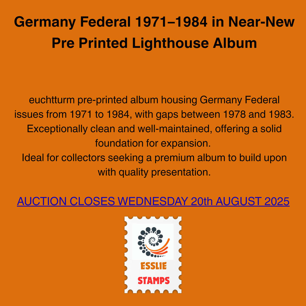 Germany Federal 1971 to 1984 in Near-New Pre Printed Lighthouse Album
