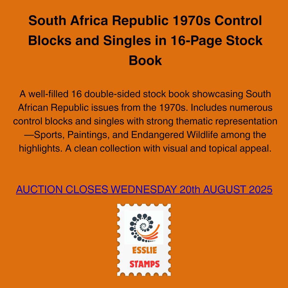 South Africa Republic 1970s Control Blocks and Singles in 16-Page Stock Book