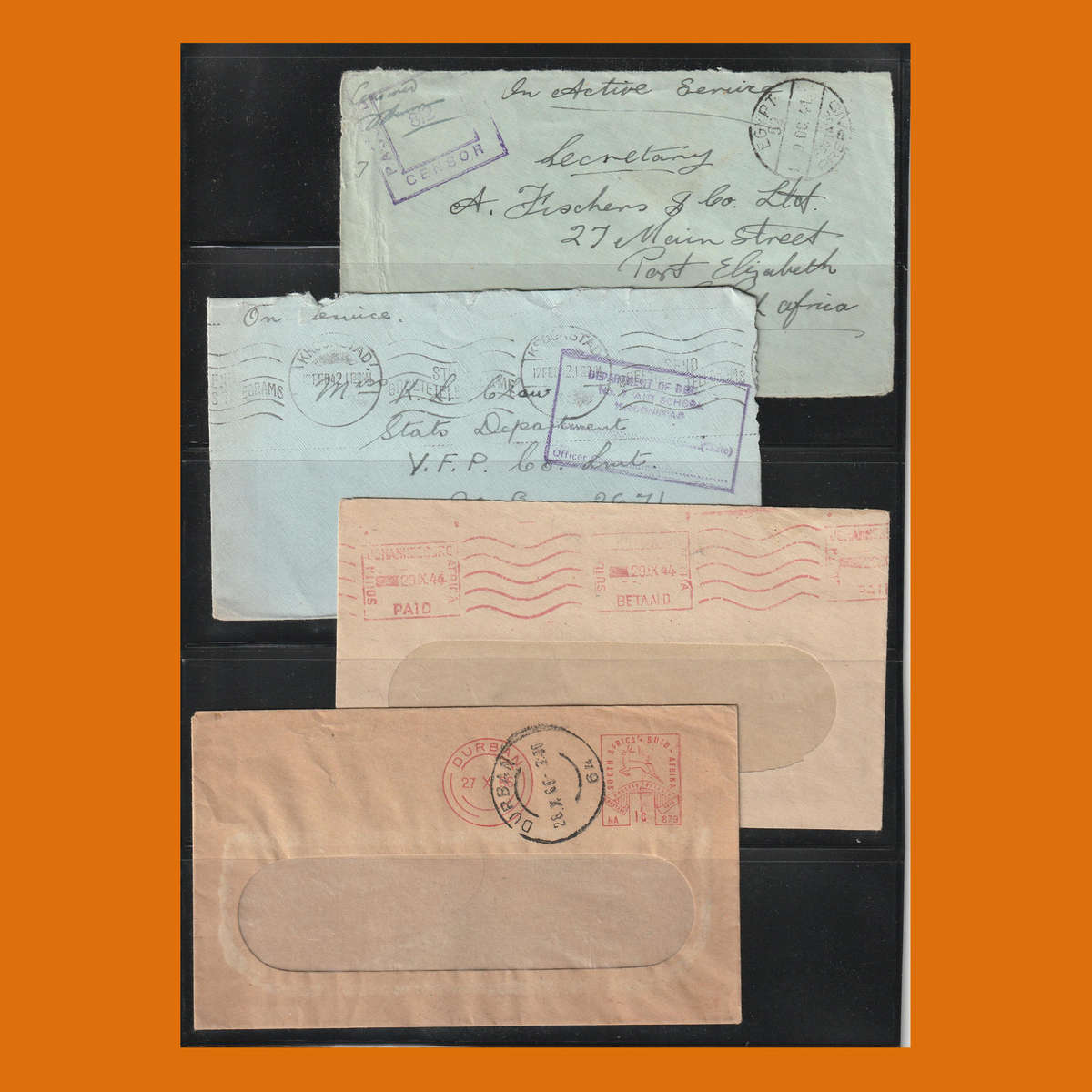 WWII Active Service & Official Government Covers  Censored Postal History