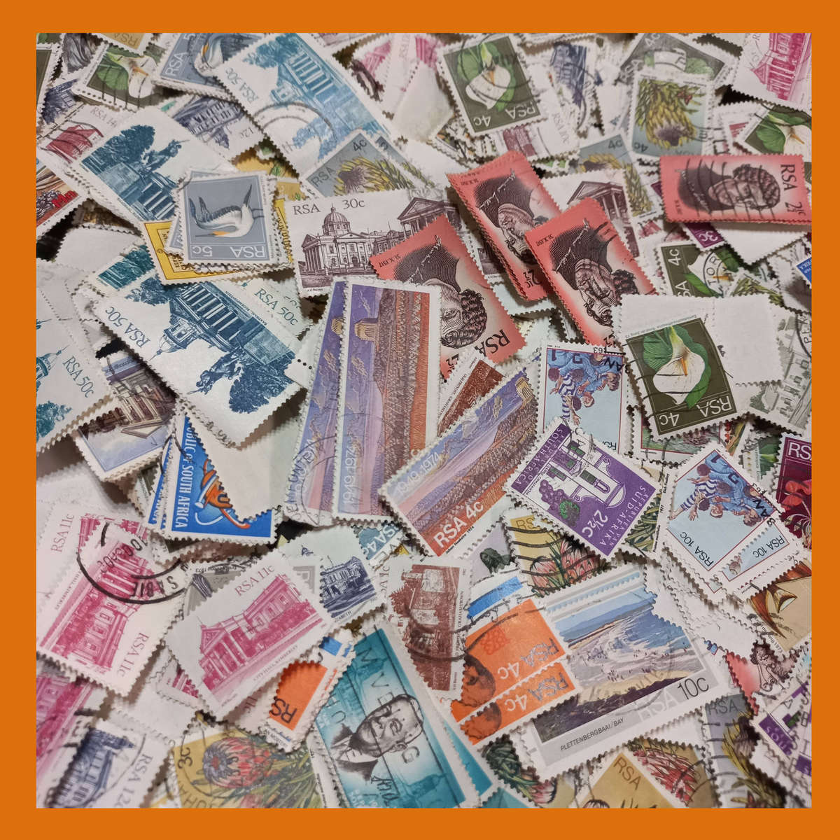 South Africa Off-Paper Kiloware  600g Mix from the 1970s and 1980s