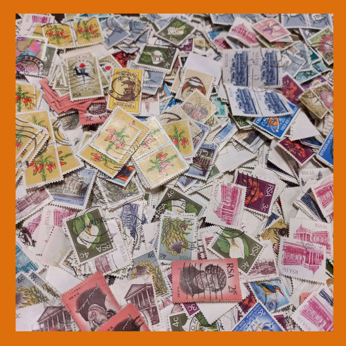 South Africa Off-Paper Kiloware  600g Mix from the 1970s and 1980s