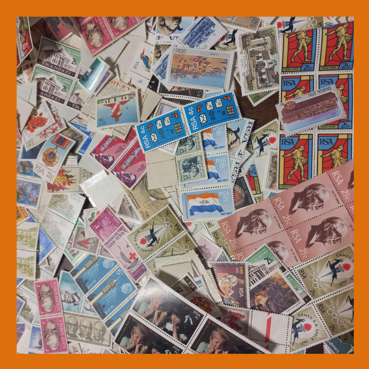 South Africa Republic and Union Mint Stamp Accumulation  Blocks and Pairs (250g)