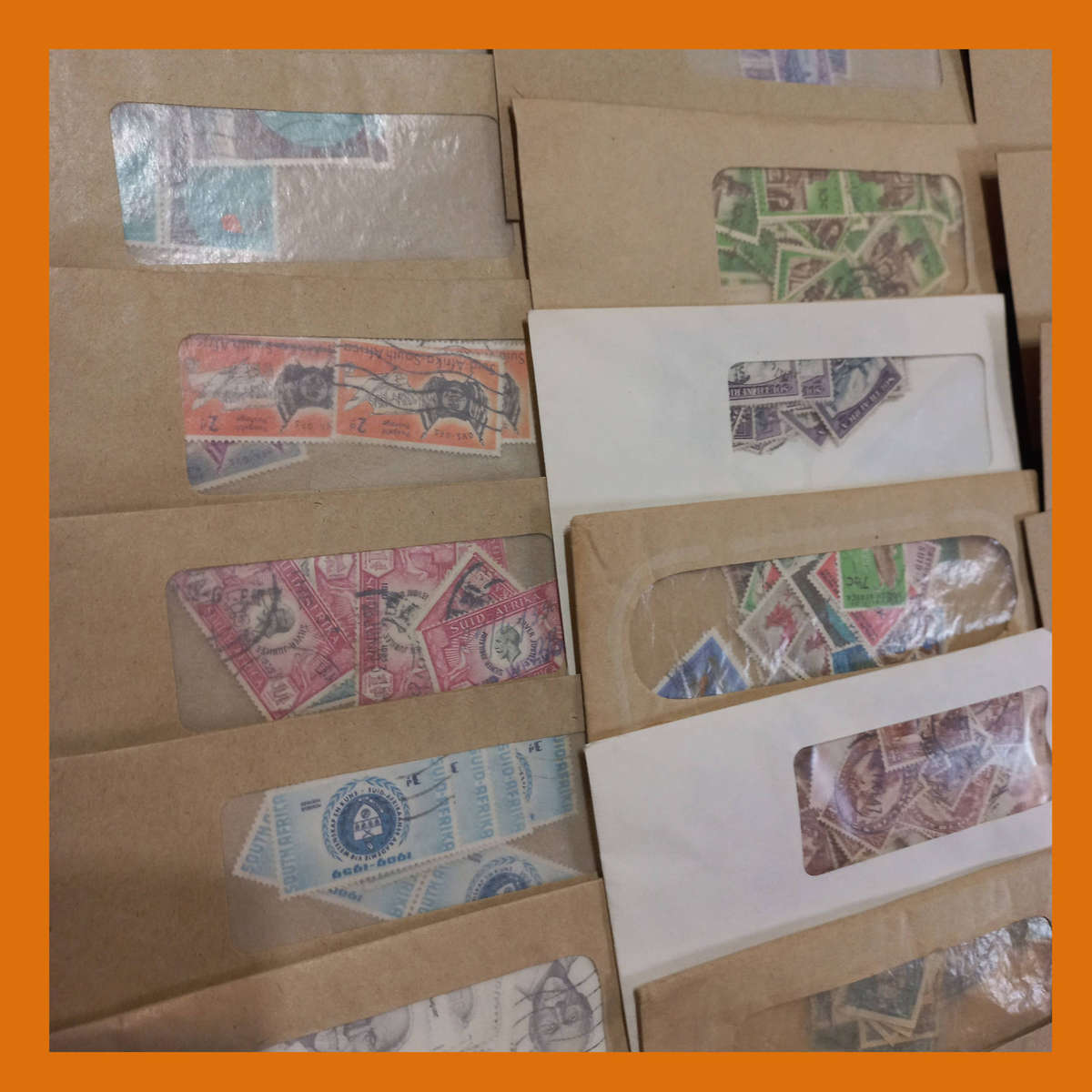 South Africa Union and Early Republic Stamps Sorted in Envelopes Total Weight 450g