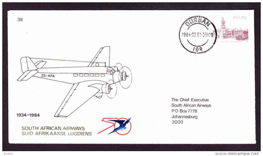 South Africa - 1984 - South African Airways 50th Anniversary - Flight Cover